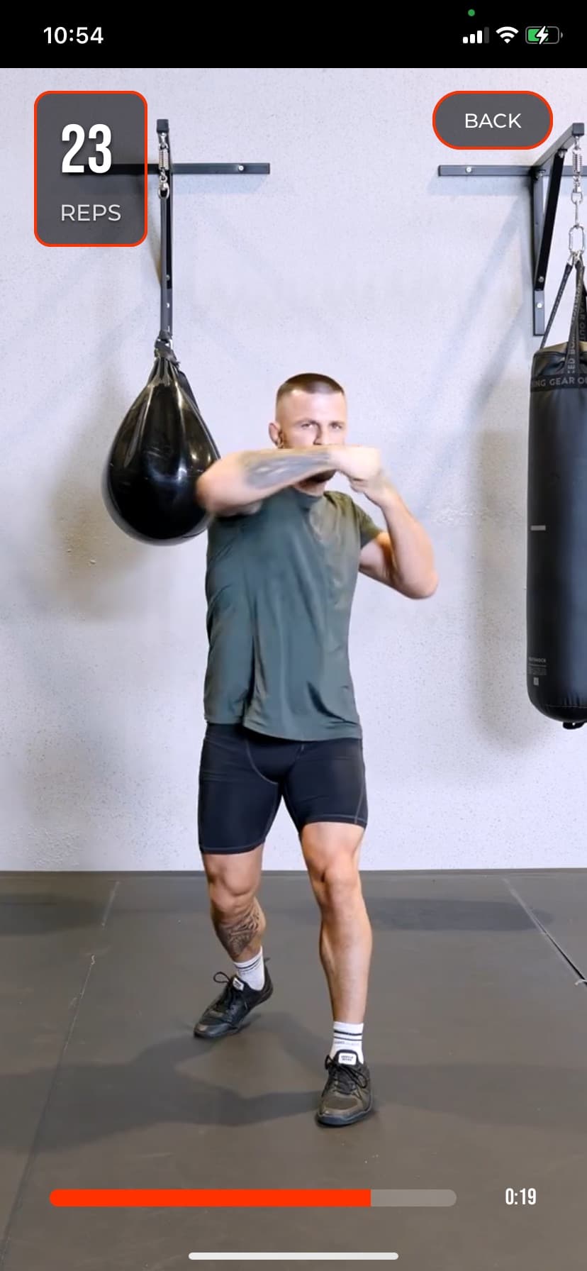 The camera counts your reps live during a workout